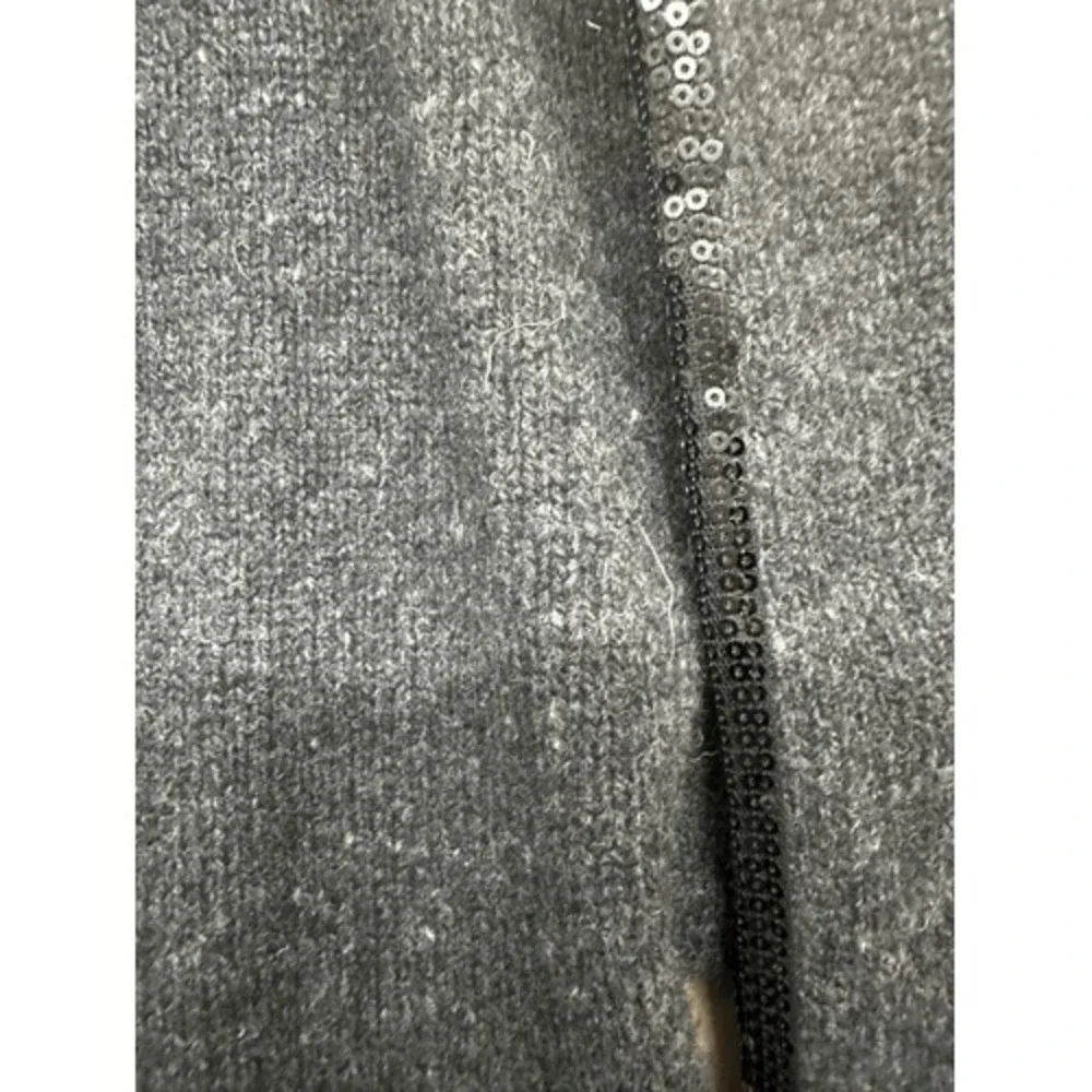 Soft Surroundings Merino Wool‎ Long Cardigan Sweater Gray Sequin Trim Size M